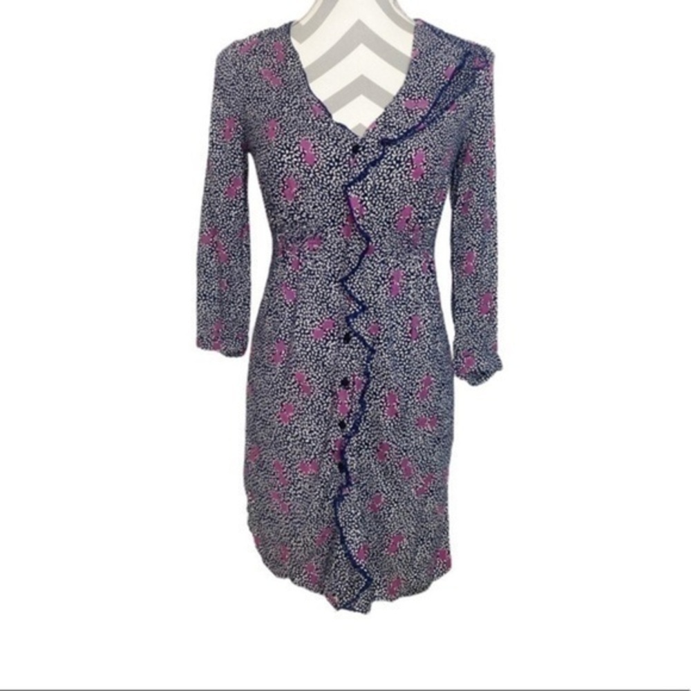 Anthropologie Ruffle Full Button Dress Size Small